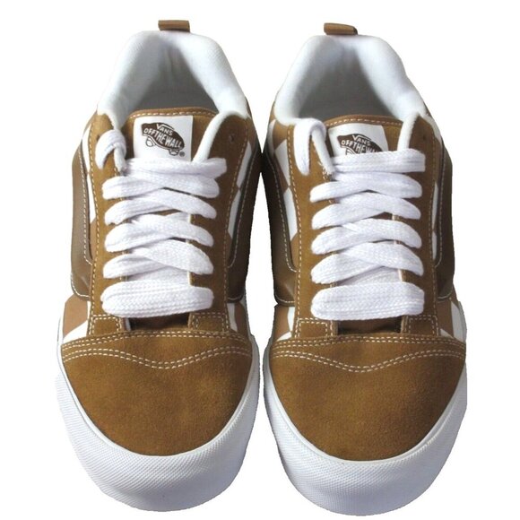 Vans Men's Knu Skool Mega Checkerboard Brown White Skate Shoes sizes NIB - Picture 3 of 5